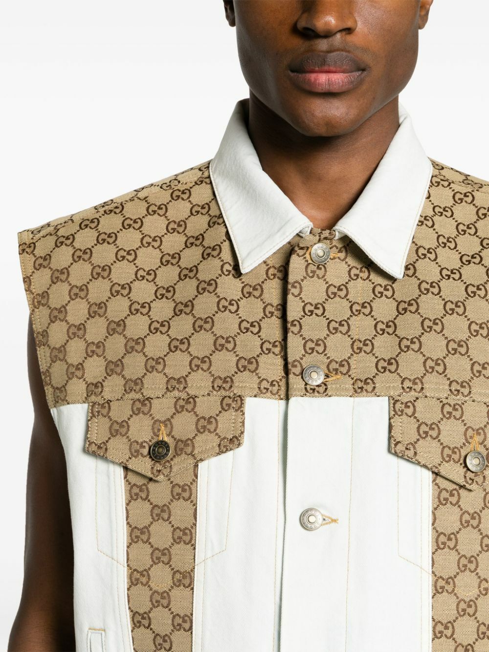 Gucci Blue GG Panelled Denim Gilet