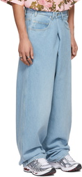 LU'U DAN SSENSE Exclusive Blue Denim Pleat Jeans