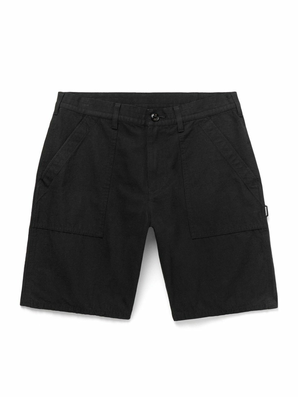 Photo: Neighborhood - Baker Straight-Leg Cotton and Linen-Blend Shorts - Black