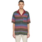 Missoni Red and Khaki Striped Short Sleeve Shirt