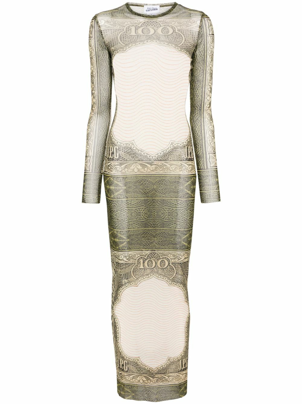 Jean Paul Gaultier Green The Cartouche-Print Midi Dress Jean Paul Gaultier