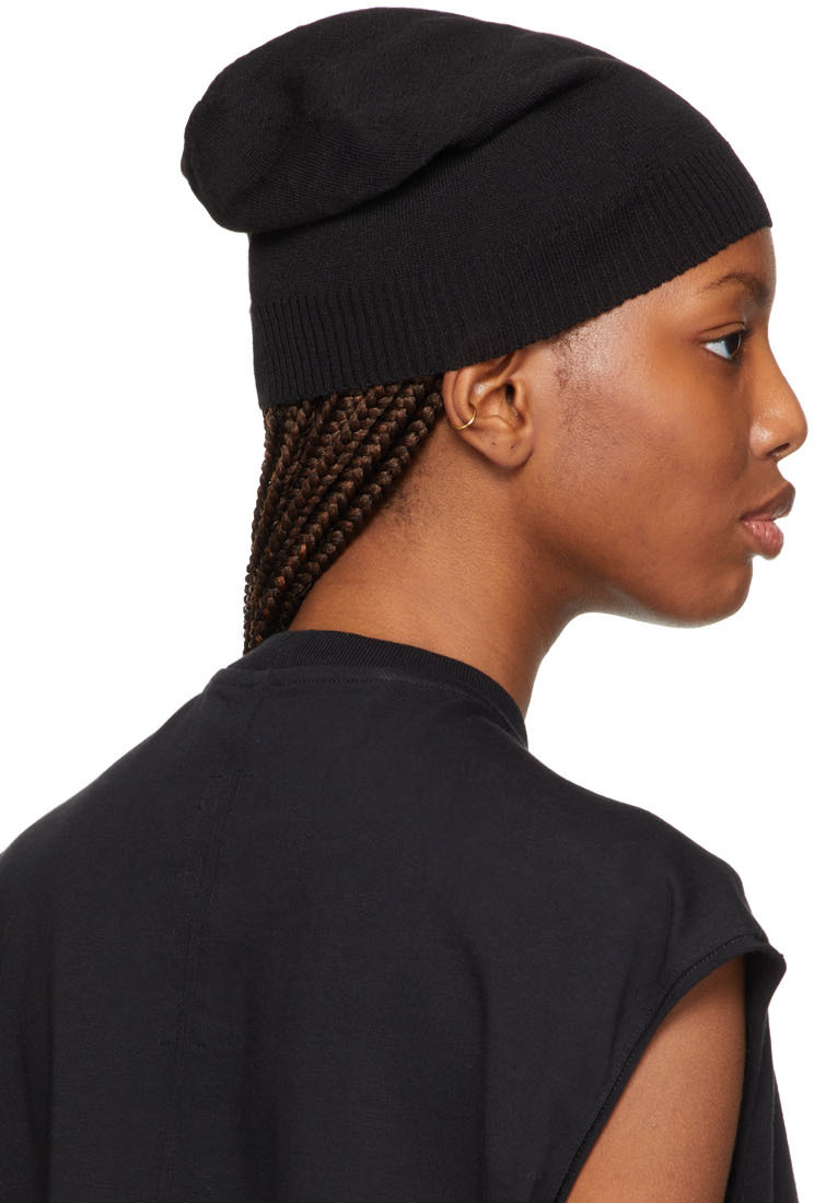 Rick Owens Black Medium Virgin Wool Beanie