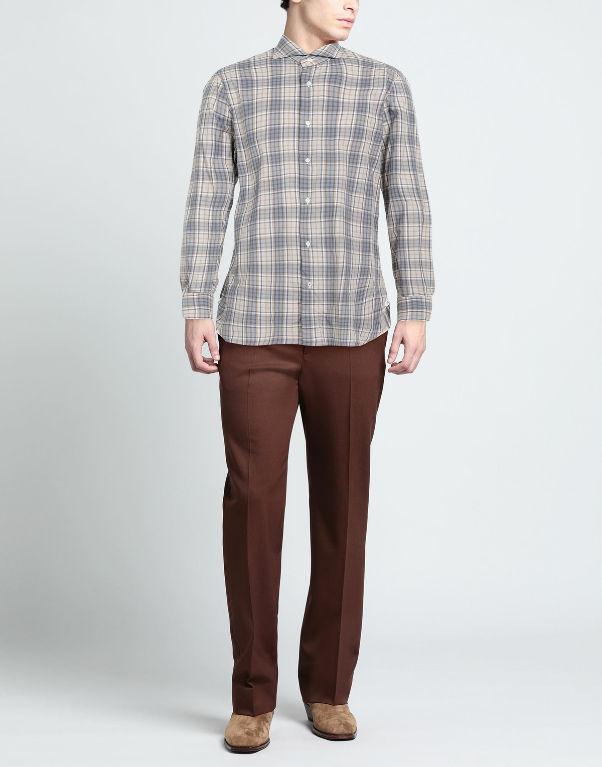 Isaia Mens Shirt in Beige