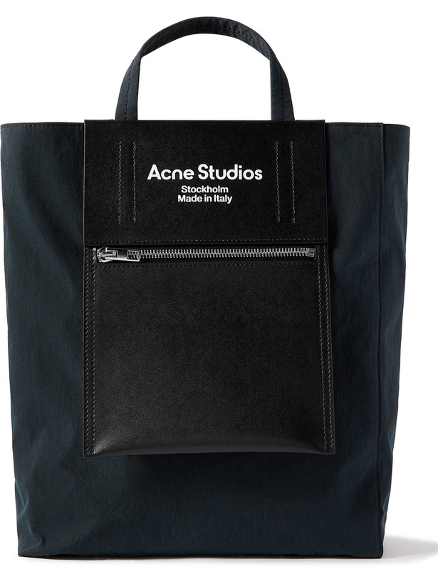 Photo: Acne Studios - Baker Out Logo-Print Leather and Nylon Tote Bag