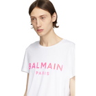 Balmain White and Pink Silicone Logo T-Shirt