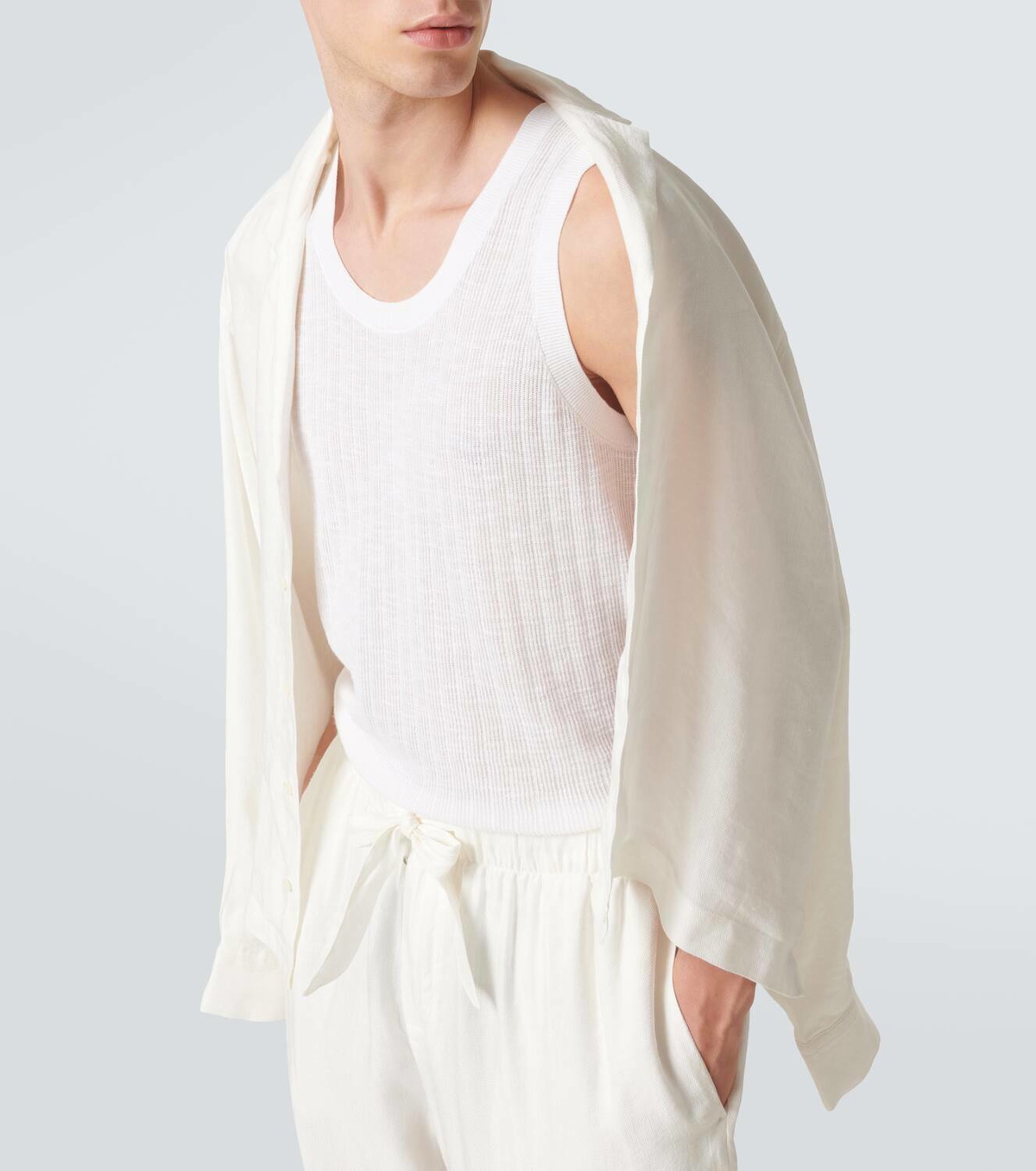 Frescobol Carioca Prado cotton and linen-blend tank top