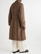 Auralee - Belted Herringbone Wool, Alpaca and Silk-Blend Coat - Brown
