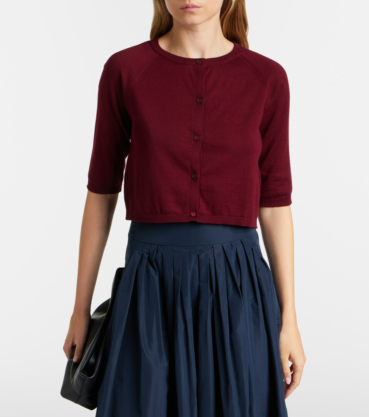 'S Max Mara Cropped cotton, silk, and cashmere cardigan