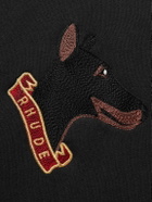 Rhude - London Hound Embroidered Cotton-Jersey Sweatshirt - Black
