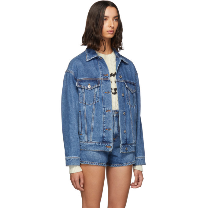 【関税&送料込】Msgm Denim Jacket MSGM Blue Denim Stamped Jacket MSGM