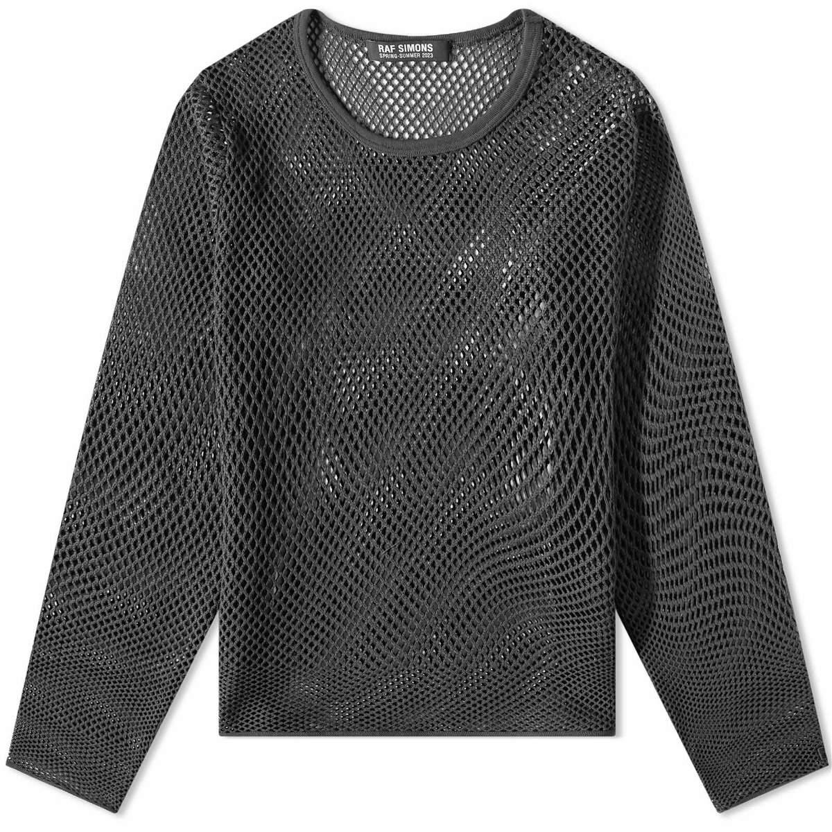 Photo: Raf Simons Men's Long Sleeve Net T-Shirt in Dark Grey