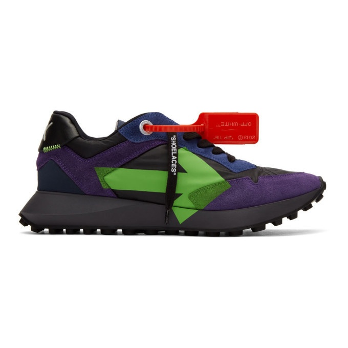 Photo: Off-White Black and Purple Arrows Sneakers