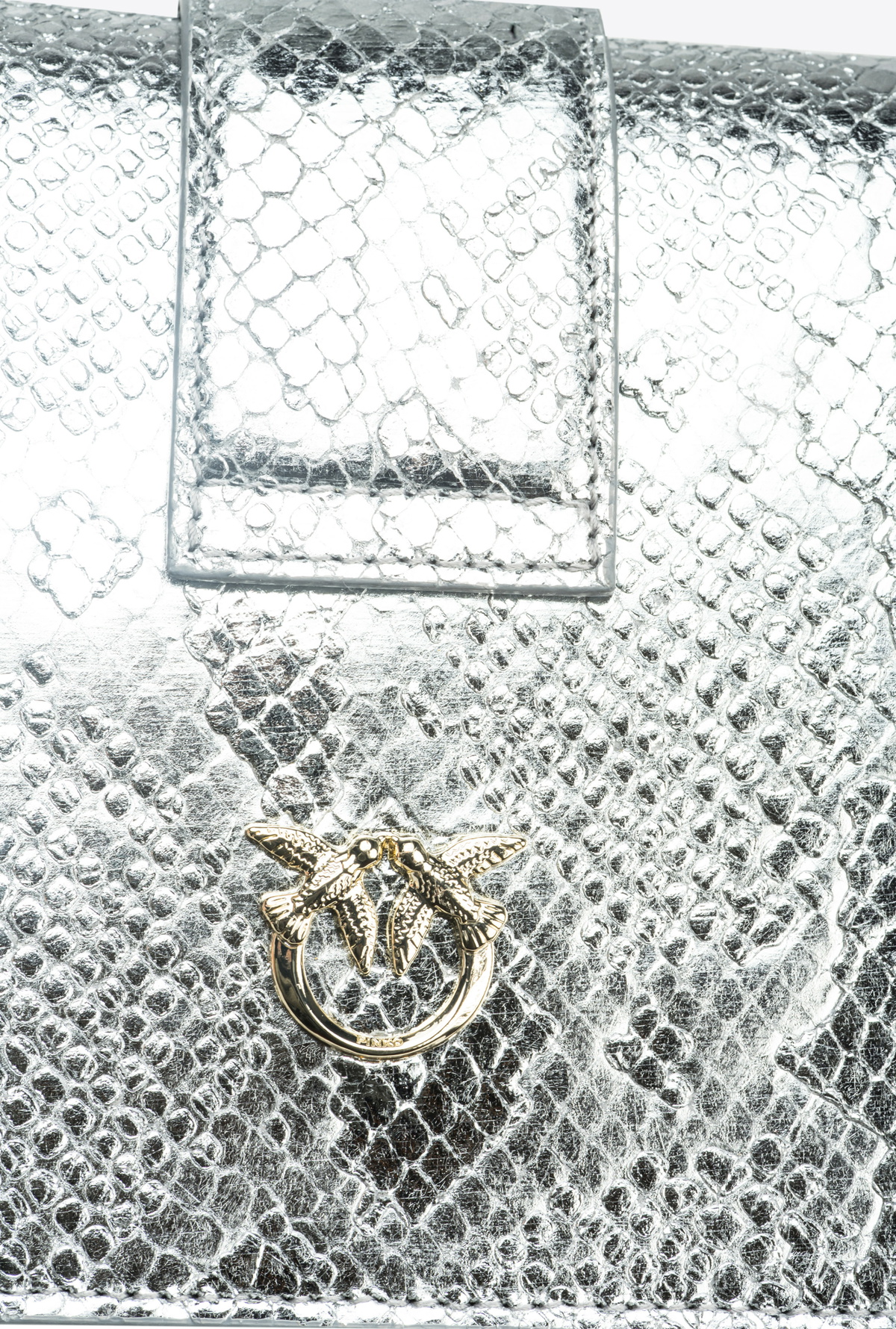Pinko Pinko Galleria Mini Love Bag One In Punched Reptile Skin Silver Light Gold