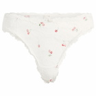 SKIMS Women's Stretch Lace Dipped Thong in Ivory Cherry Print