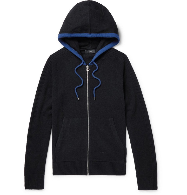 Photo: Joseph - Contrast-Tipped Cashmere Zip-Up Hoodie - Men - Black