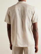Canali - Camp-Collar Linen-Jacquard Shirt - Neutrals