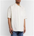 Balenciaga - Cocoon Oversized Logo-Embroidered Crinkled Cotton-Poplin Shirt - Neutrals