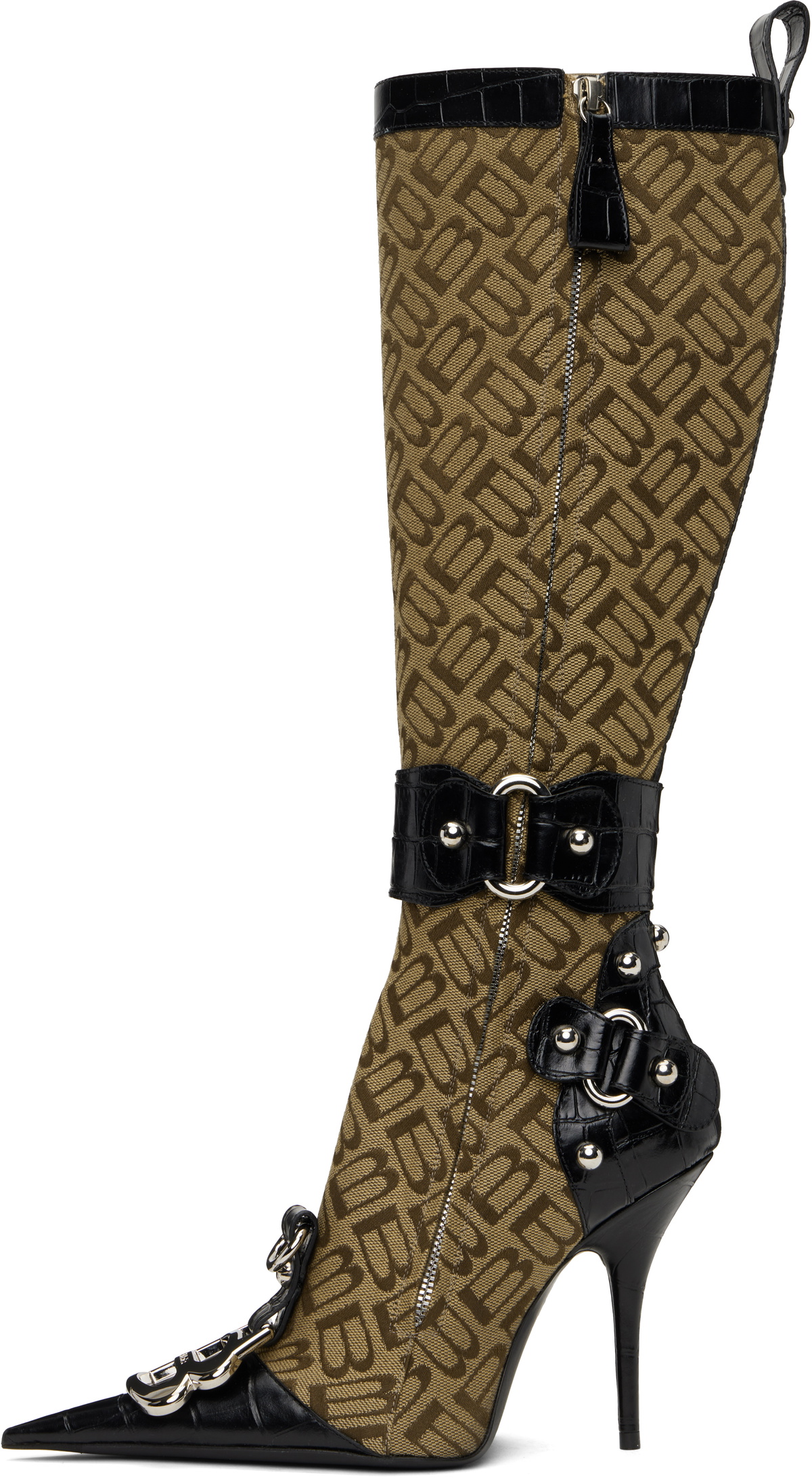 Balenciaga Beige & Black Essex 110mm Tall Boots