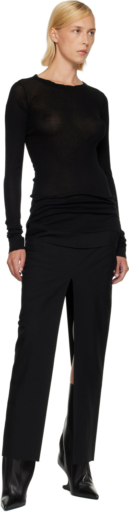 Rick Owens Black Tower Rib LS T-shirt