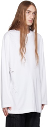 Youth White Damaged Long Sleeve T-Shirt