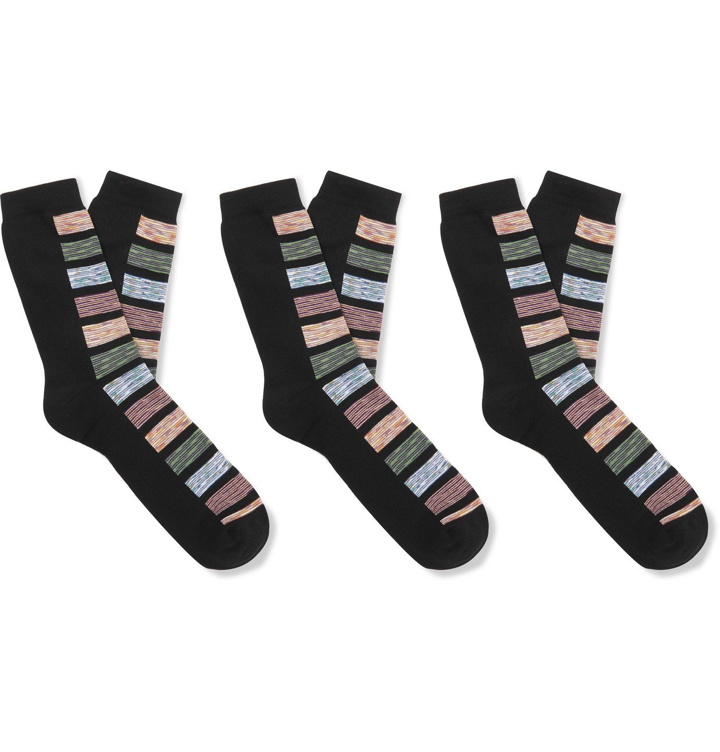 Photo: Missoni - Three-Pack Space-Dyed Cotton-Blend Socks - Black