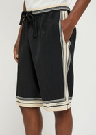 Dolce & Gabbana Striped Logo-jacquard Silk Shorts Black