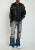 Amiri Logo-appliquéd Hooded Leather Jacket Black