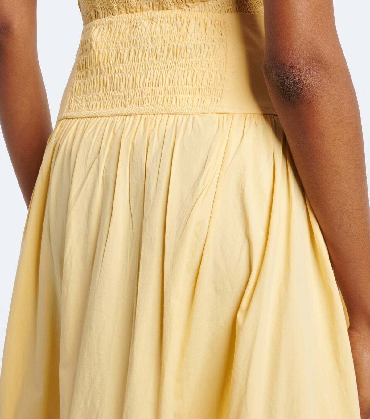 Ganni Ruffled shirred tiered cotton-blend midi skirt
