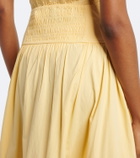 Ganni Ruffled shirred tiered cotton-blend midi skirt