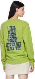 Marc Jacobs Green Peanuts Edition 'I Feel Mean' Sweatshirt