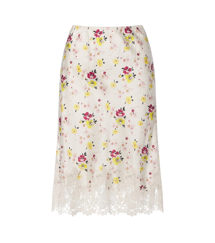 Photo: Dôen Elowette lace-trimmed silk satin midi skirt