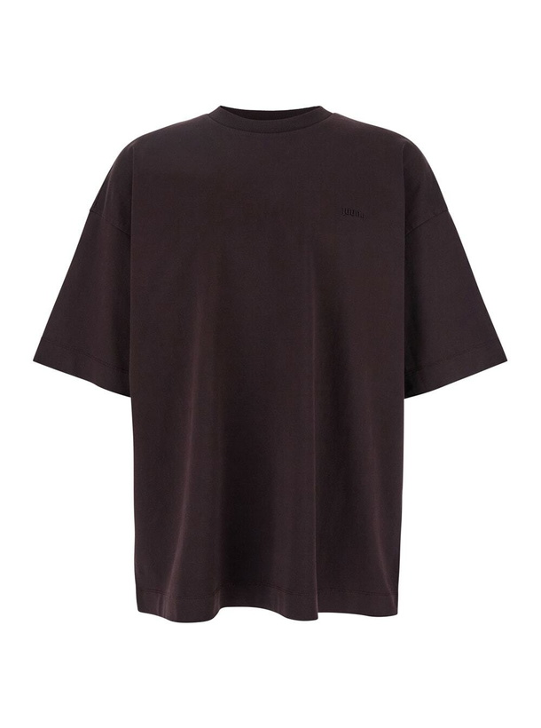 Photo: Juun.J Bordeaux T-shirt With Logo Embroidered On The Front And Print On The Back In Cotton Man