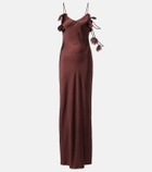 Self-Portrait Embellished satin gown