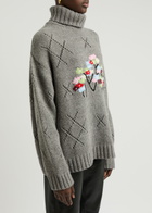 Bernadette Pull Sharon Floral-intarsia Wool-blend Jumper Grey