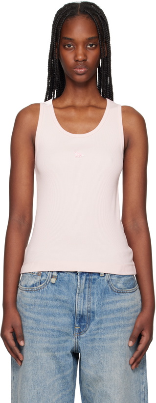 Photo: Maison Kitsuné Pink Baby Fox Patch Ribbed Tank Top
