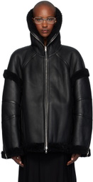 Helmut Lang Black Apex Teddy Reversible Leather Jacket
