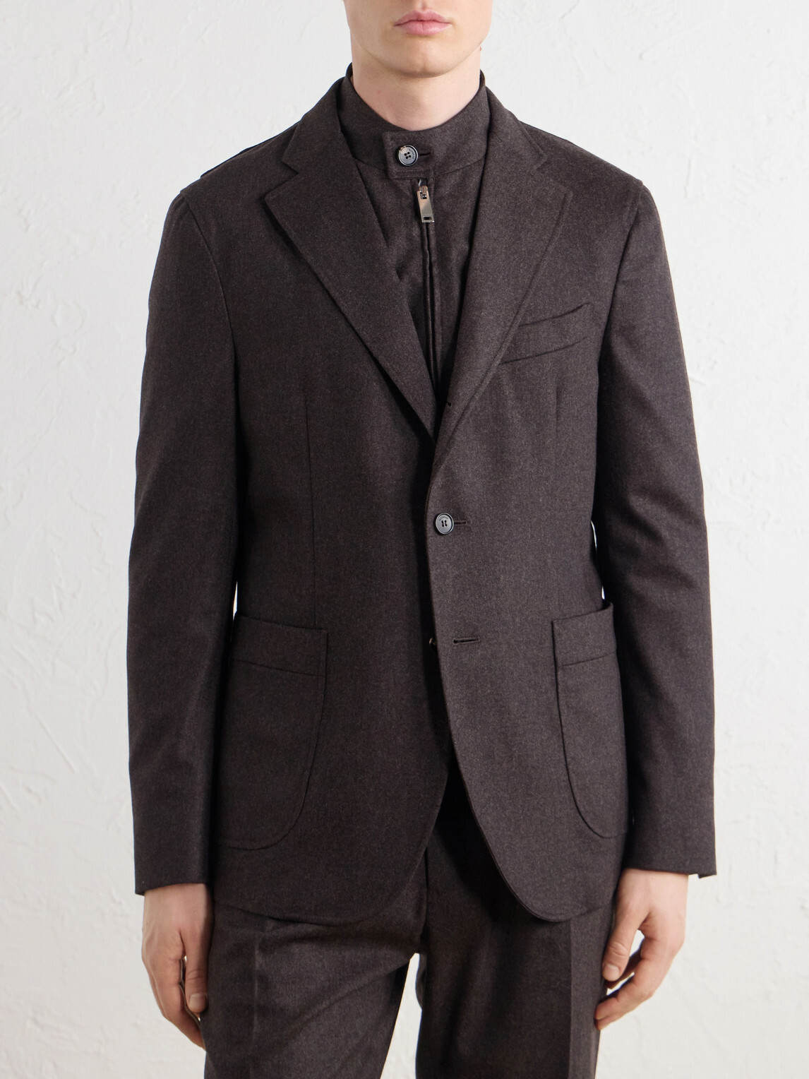 Slowear - Wool-Blend Flannel Suit Jacket - Brown