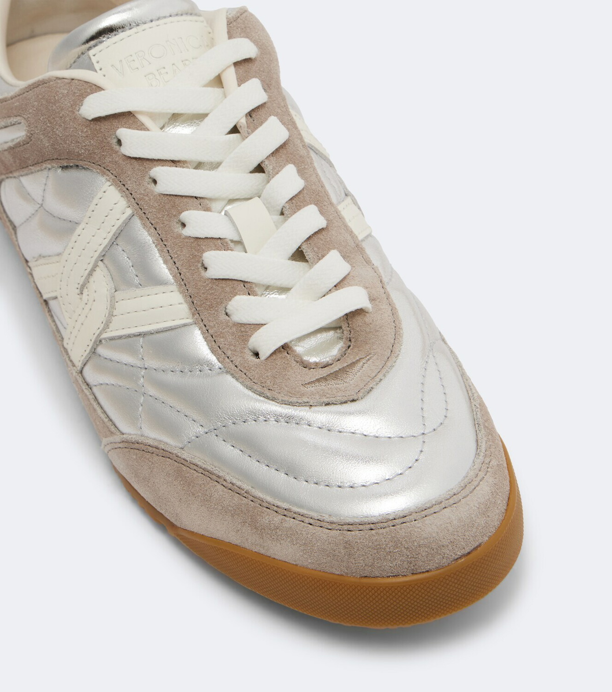 Veronica Beard Quilted suede-trimmed leather sneakers
