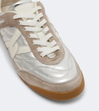 Veronica Beard Quilted suede-trimmed leather sneakers