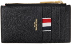 Thom Browne Black 4-Bar Card Holder Wallet