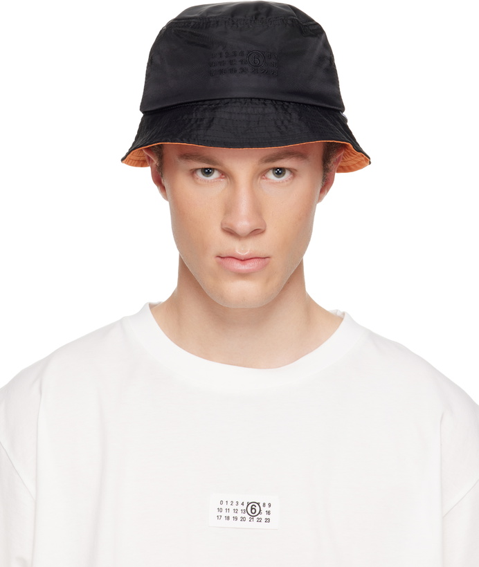 Photo: MM6 Maison Margiela Black Nylon Bucket Hat