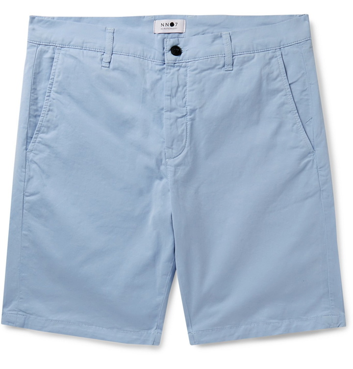 Photo: NN07 - Crown Slim-Fit Stretch-Cotton Twill Shorts - Blue