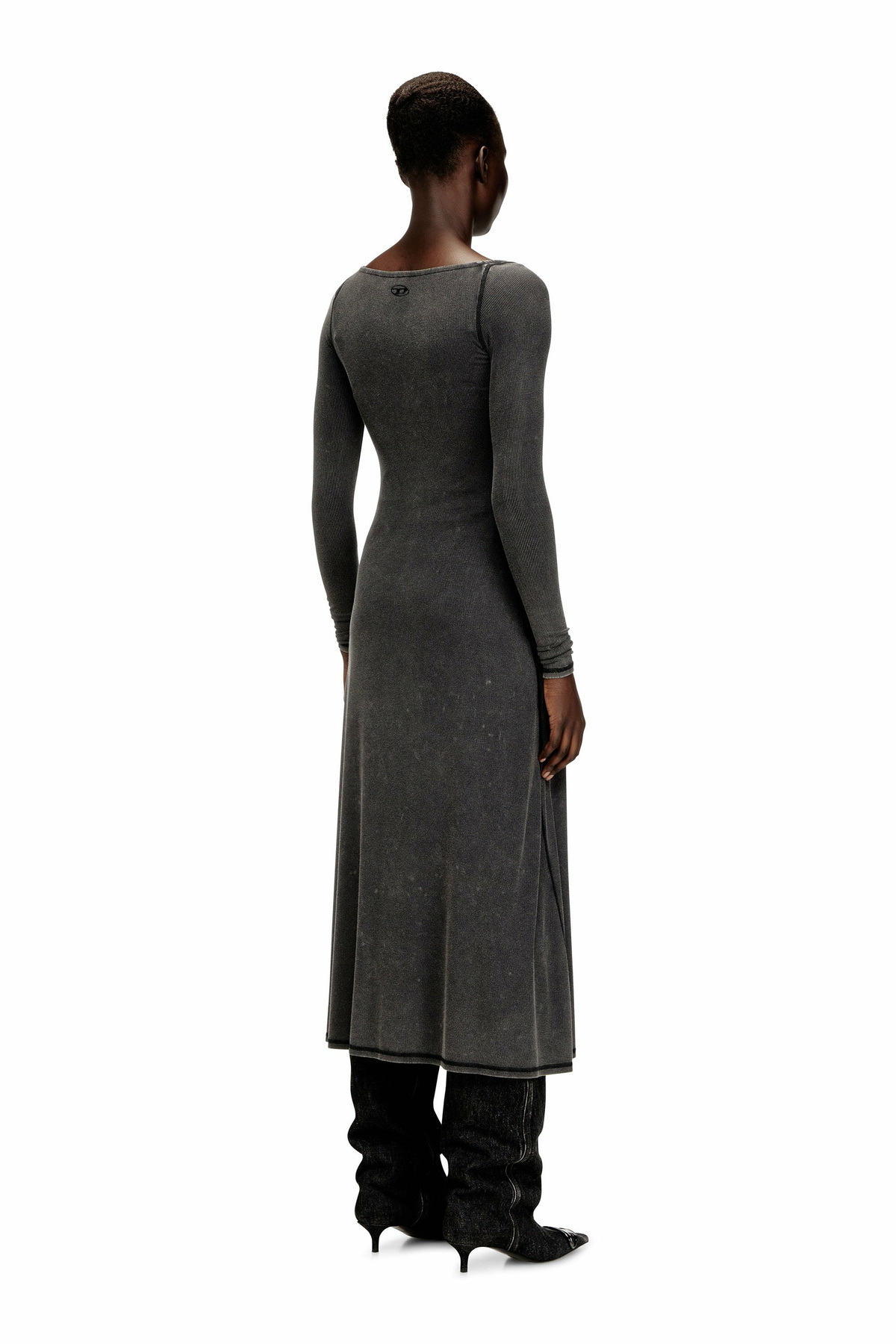 Diesel Midi dress in faded ribbed jersey - Dresses Womens in Grey