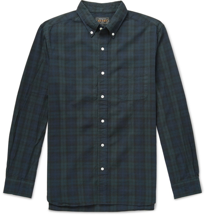 Photo: Beams Plus - Button-Down Collar Black Watch Checked Cotton Shirt - Men - Navy