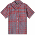 Beams Plus Men's BD Short Sleeve Tartan Shirt in Red