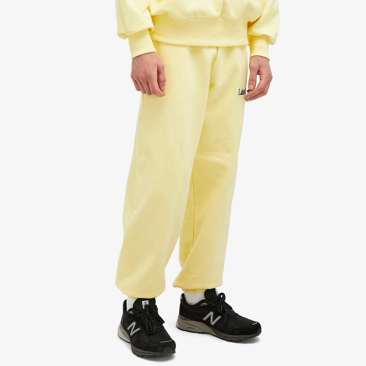 Late Checkout Men's LC Logo Sweat Pants in Yellow