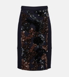 Plan C Sequined wool-blend midi skirt