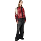 Diesel Red Colour-Block Perforated Leather Biker Jacket