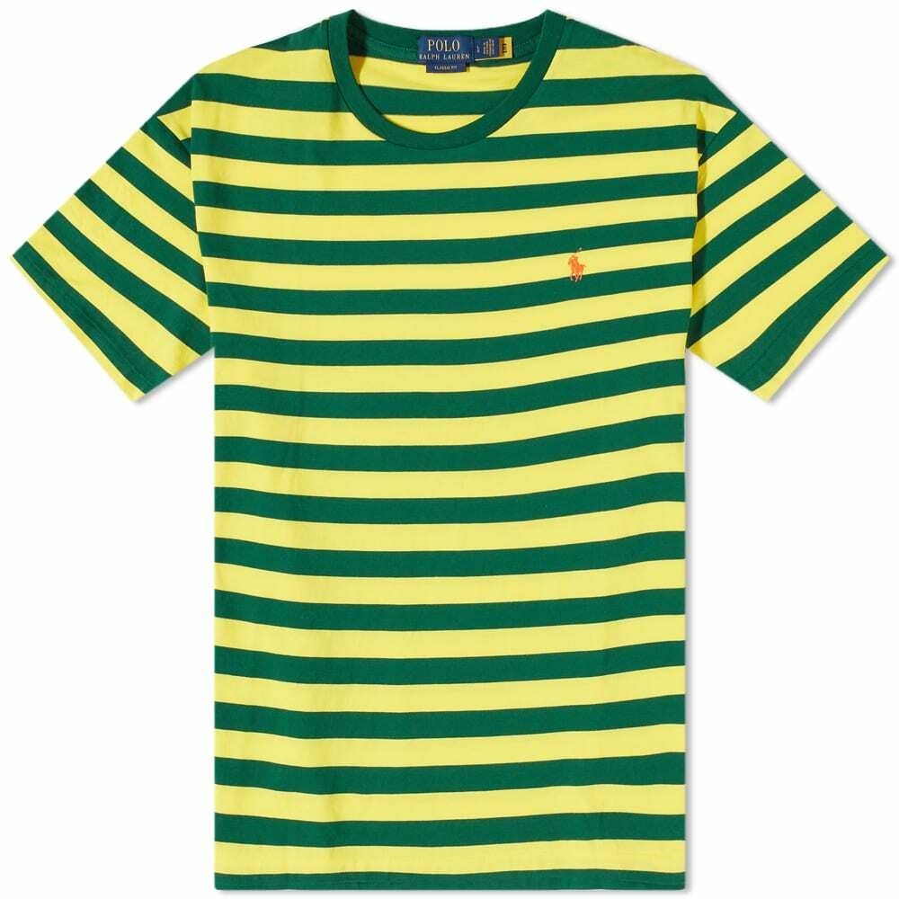 Polo Ralph Lauren Men's Broad Stripe T-Shirt in Lemon Crush/New Forest ...