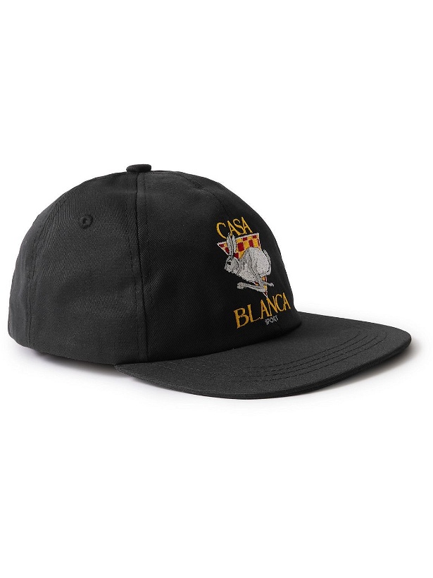 Photo: Casablanca - Logo-Embroidered Cotton-Twill Baseball Cap - Black